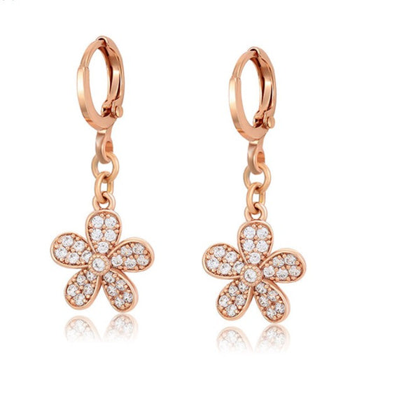 Beautiful Flower Drop Earrings- Rose Gold HNS Studio Canada