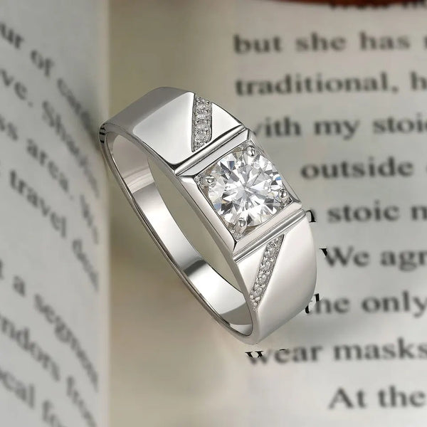 Men Moissanite Ring Engagement Ring 925 Sterling Silver HNS Studio Canada