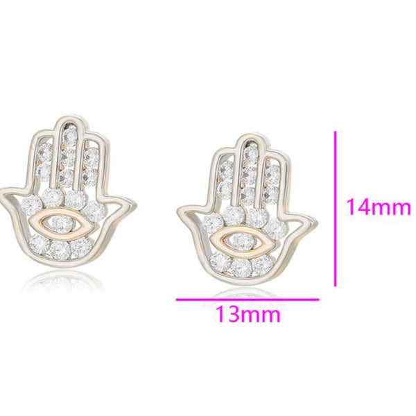 Hamsa Hand Earrings with Cubic Zirconia
