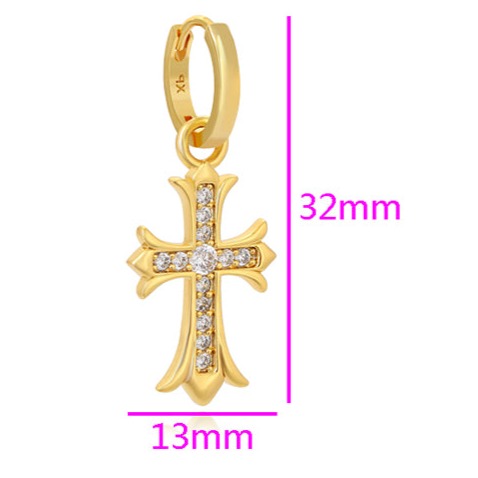 Large Cross Mismatched Earrings-24k Gold Plated HNS Studio Canada