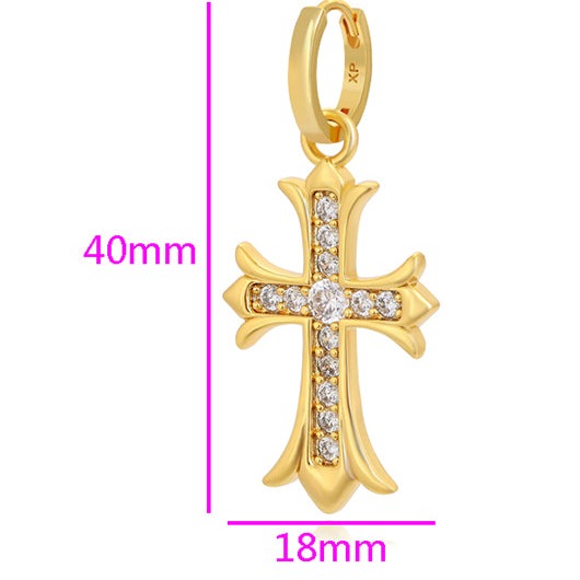 Large Cross Mismatched Earrings-24k Gold Plated HNS Studio Canada