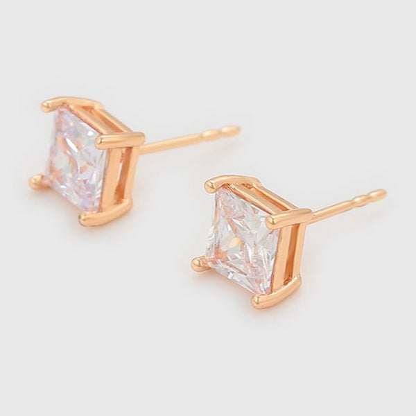 18k Gold Plated Square CZ Studs HNS Studio Canada