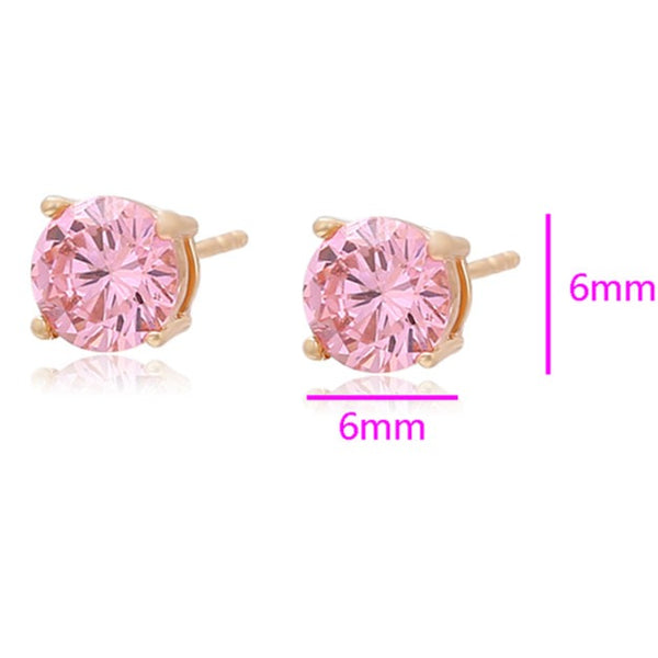 Romantic Pink Stud Earrings-18k Gold Plated