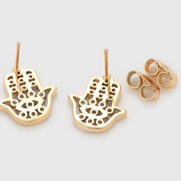 Hamsa Hand Earrings with Cubic Zirconia