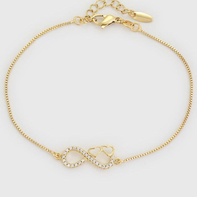 Gold Hearts and Infinity Symbol Bracelet