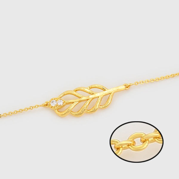 CZ Crystal Leaf Bracelet-24k Gold Plated HNS Studio Canada 