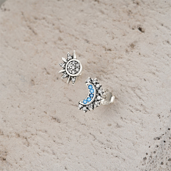 Moon and Star earrings Sterling Silver