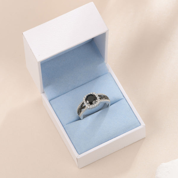 "Eternal Harmony" Black and White Stone Infinity Sterling Silver Ring HNS Studio Canada