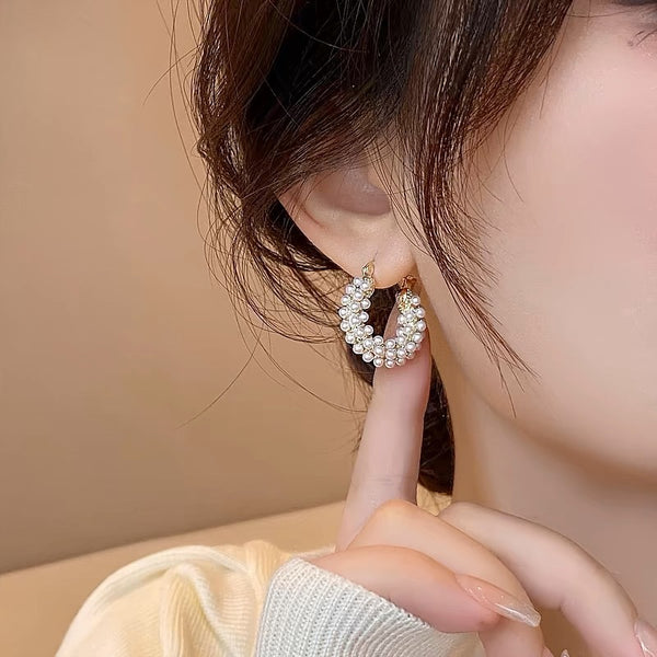 Pearl Hoop Earrings HNS Studio Canada