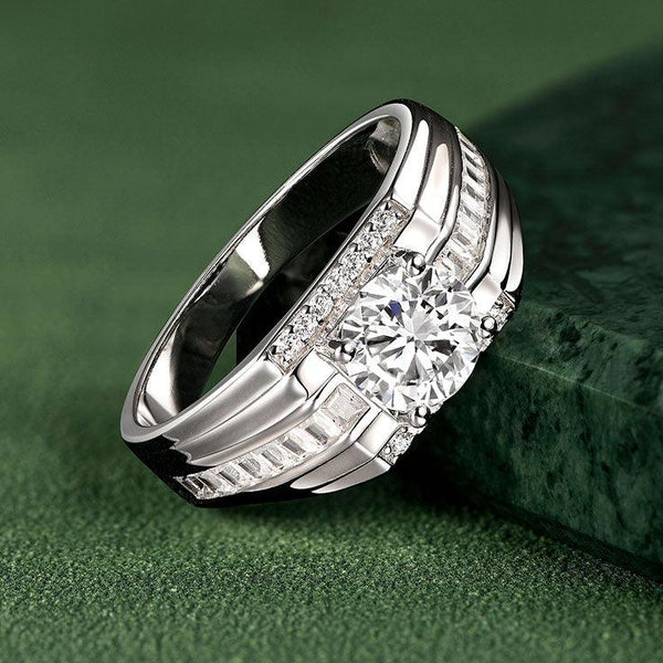 Timeless Elegance Sterling Silver Men's Engagement Ring