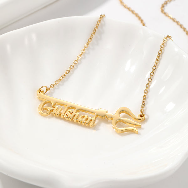 Custom Name Necklace with Trishul Symbol HNS Studio Canada