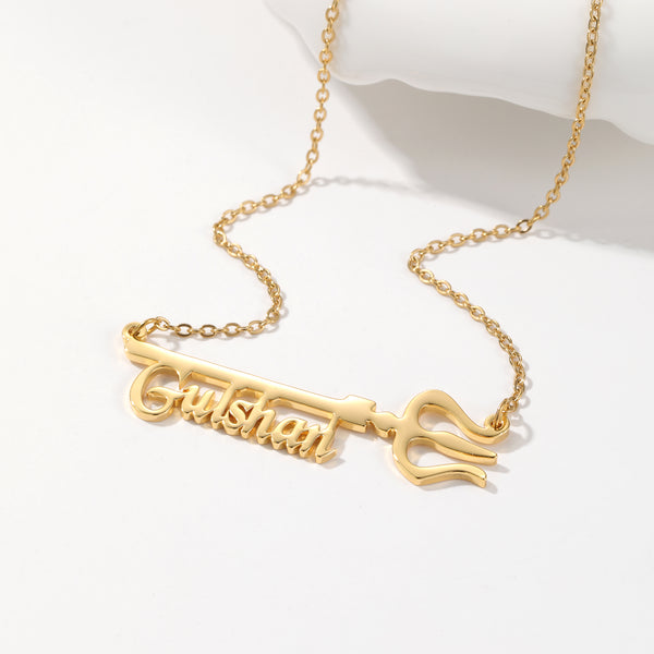Custom Name Necklace with Trishul Symbol HNS Studio Canada