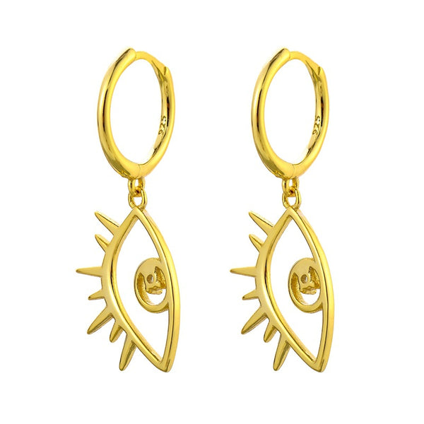 Sterling Silver Evil Eye Hoop Earrings