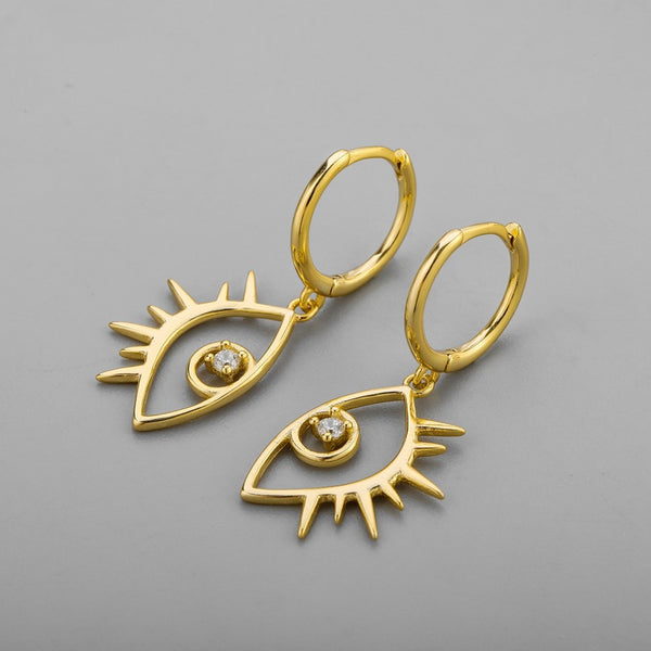 Sterling Silver Evil Eye Hoop Earrings