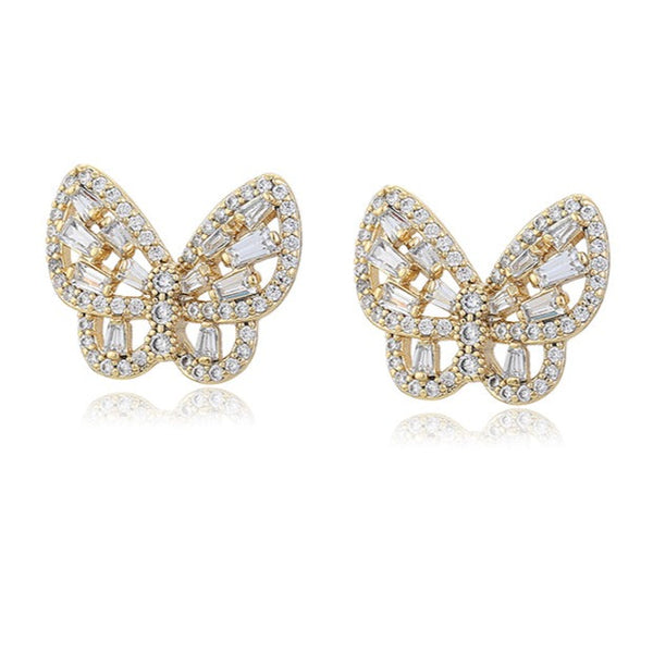 Butterfly Zirconia Stud Earrings 18k Gold Plated HNS Studio Canada