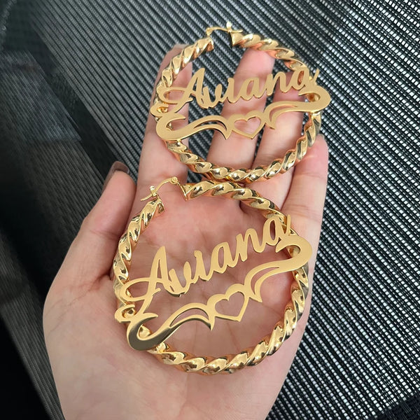 Personalized Twisted Hoop Name Earrings HNS Studio Canada