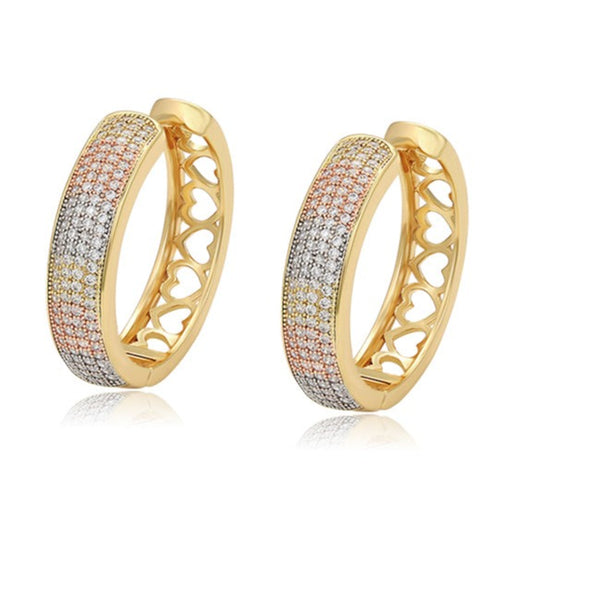 Tri-Color CZ Hoop Earrings HNS Studio Canada