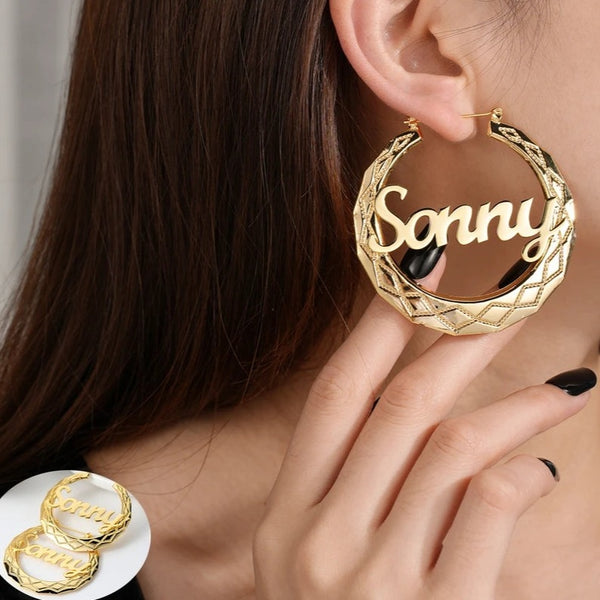 Personalized Hoop Name Earrings Thick HNS Studio Canada