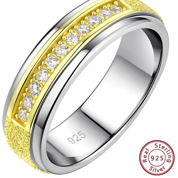 Men Promise Ring Band Sterling Silver- Gold Plated HNS Studio Canada