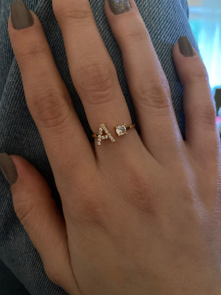 Personalize Pave Initial Ring HNS Studio Canada