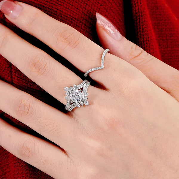 Royal Crown Bridal Ring Set- Sterling Silver HNS Studio 