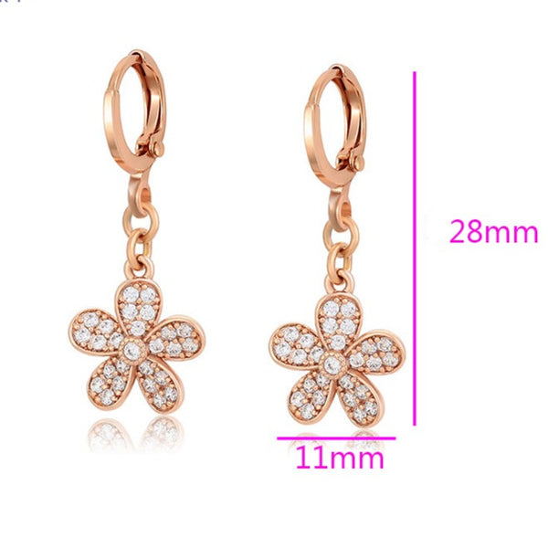 Beautiful Flower Drop Earrings- Rose Gold HNS Studio Canada