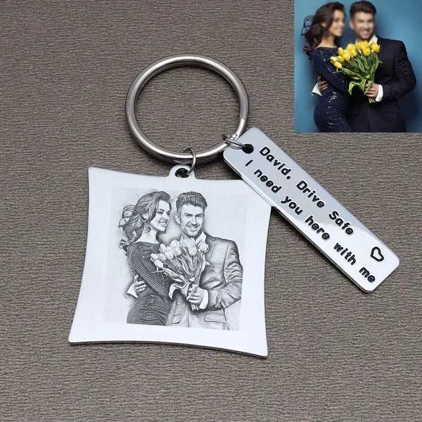 Custom Photo Keychain with Text HNS Studio Canada