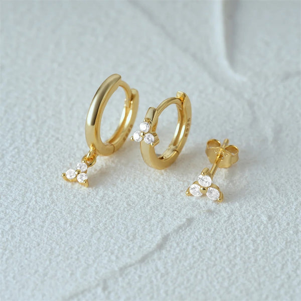 Huggie Hoop Gift Set Sterling Silver-3 Pair of Earrings