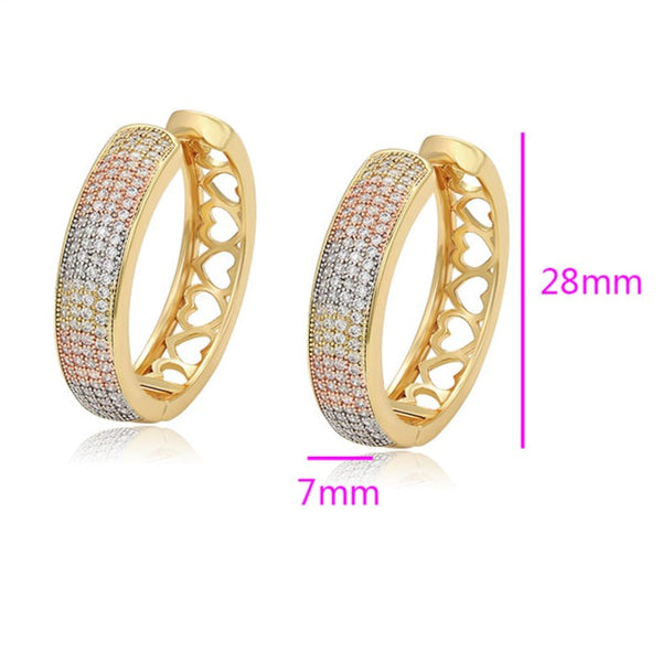 Tri-Color CZ Hoop Earrings HNS Studio Canada