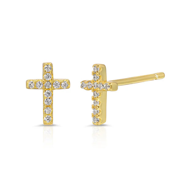 Cross Stud Earrings Sterling Silver HNS Studio Canada