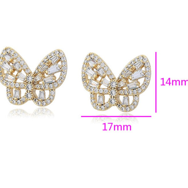 Butterfly Zirconia Stud Earrings 18k Gold Plated HNS Studio Canada