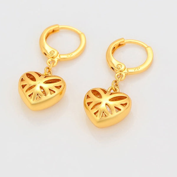 Gold Heart Earrings- 24k Gold Plated HNS Studio Canada