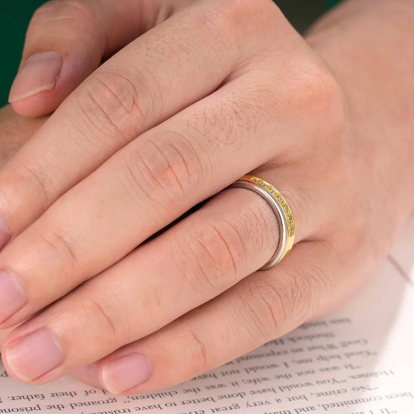 Men Promise Ring Band Sterling Silver- Gold Plated HNS Studio Canada