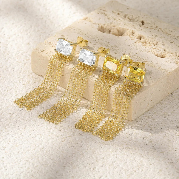 Long Chain Dangle Earrings HNS Studio Canada