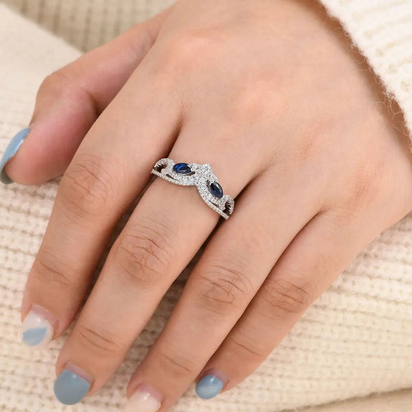 Blue Sapphire Eternity Band For Women HNS Studio Canada