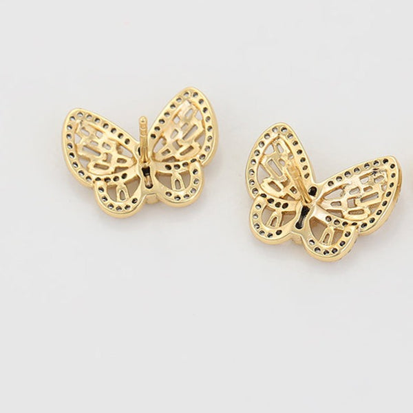 Butterfly Zirconia Stud Earrings 18k Gold Plated HNS Studio Canada