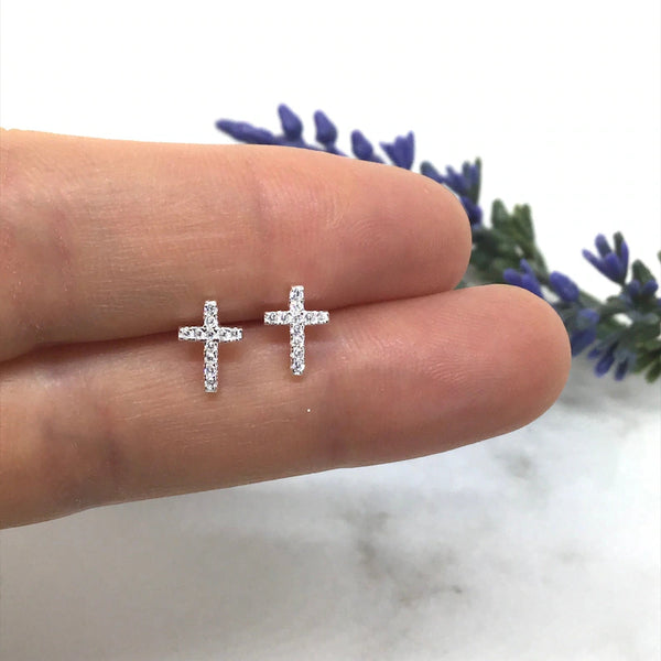 Cross Stud Earrings Sterling Silver HNS Studio Canada