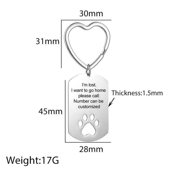 Personalized Dog Paw ID Keychain HNS Studio Canada