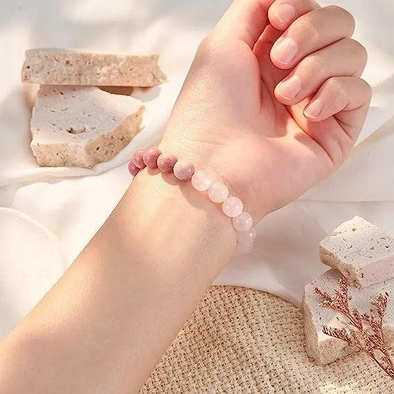 Rose Quartz & Rhodonite Beads Bracelet HNS Studio Canada
