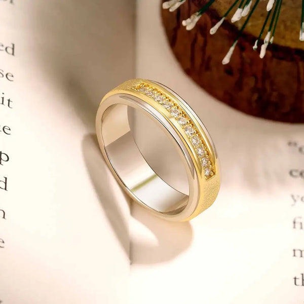 Men Promise Ring Band Sterling Silver- Gold Plated HNS Studio Canada