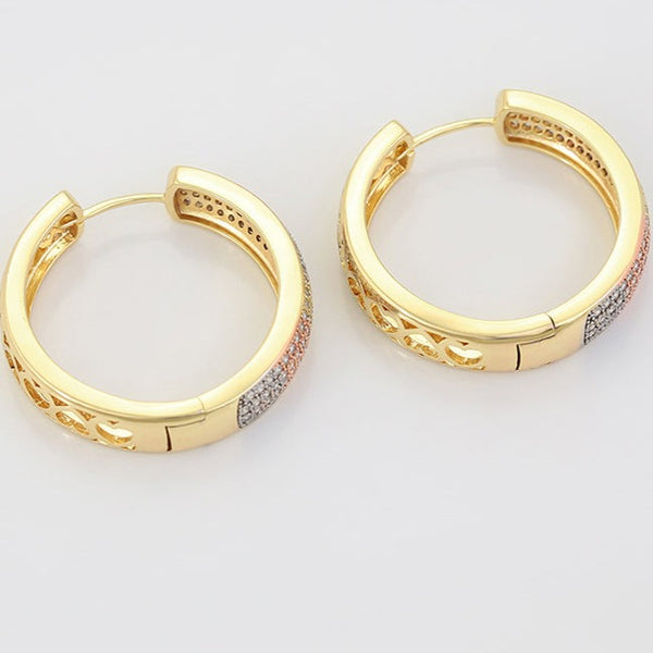 Tri-Color CZ Hoop Earrings HNS Studio Canada