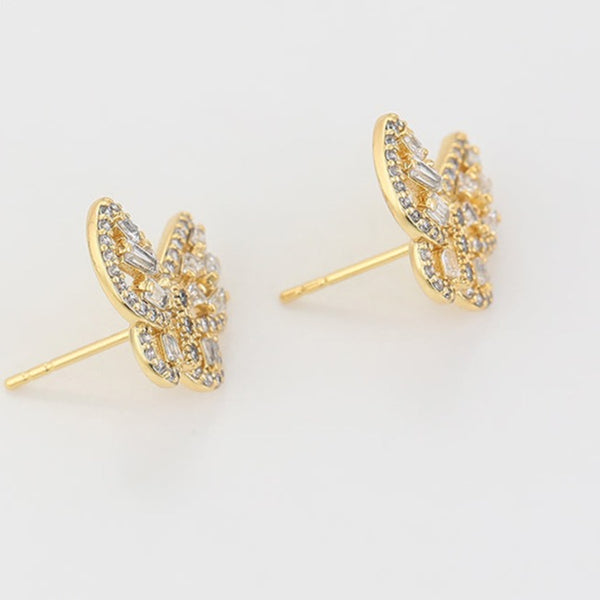 Butterfly Zirconia Stud Earrings 18k Gold Plated HNS Studio Canada