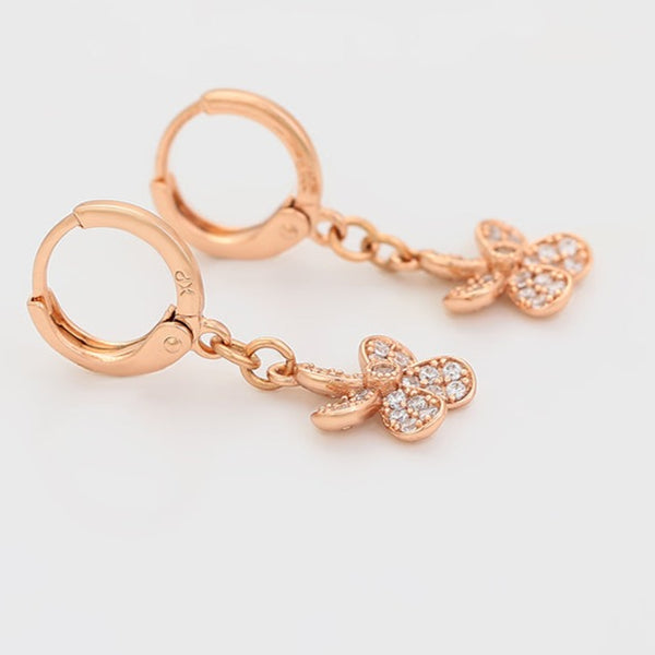 Beautiful Flower Drop Earrings- Rose Gold HNS Studio Canada