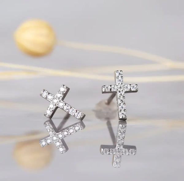 Cross Stud Earrings Sterling Silver HNS Studio Canada