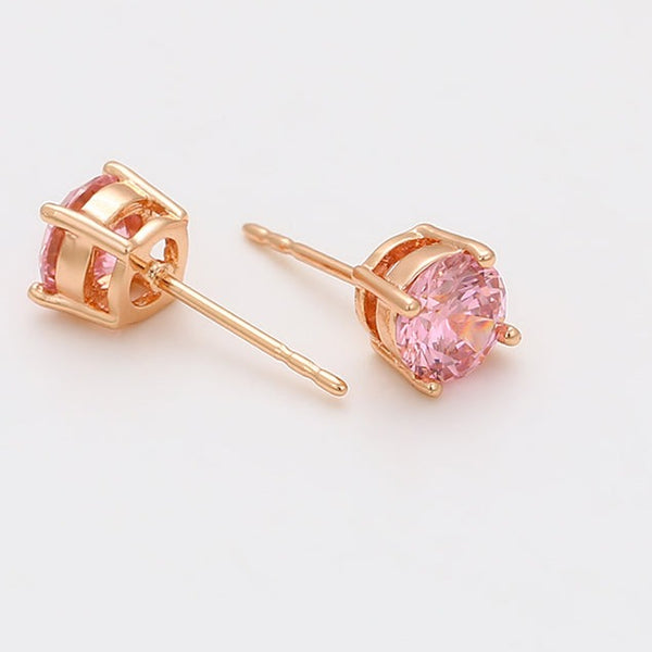 Romantic Pink Stud Earrings-18k Gold Plated