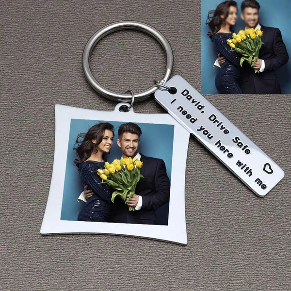 Custom Photo Keychain with Text HNS Studio Canada