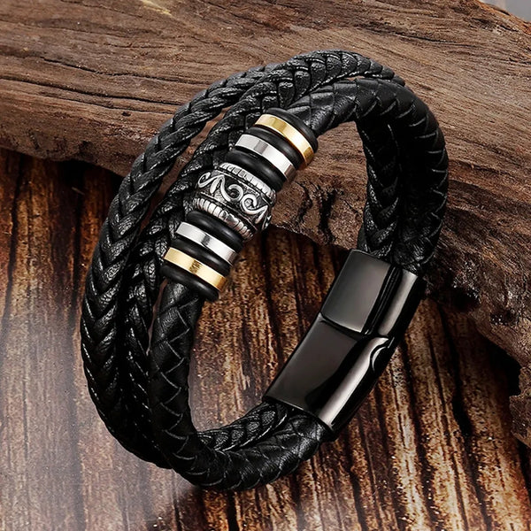 To My Son Never Forget How Much I Love You Braided Leather Bracelet HNS Studio Canada