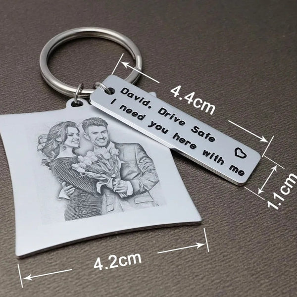 Custom Photo Keychain with Text HNS Studio Canada