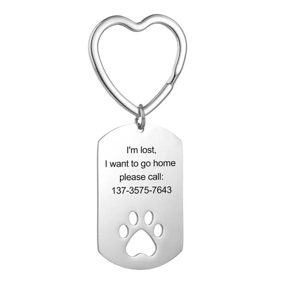 Personalized Dog Paw ID Keychain HNS Studio Canada