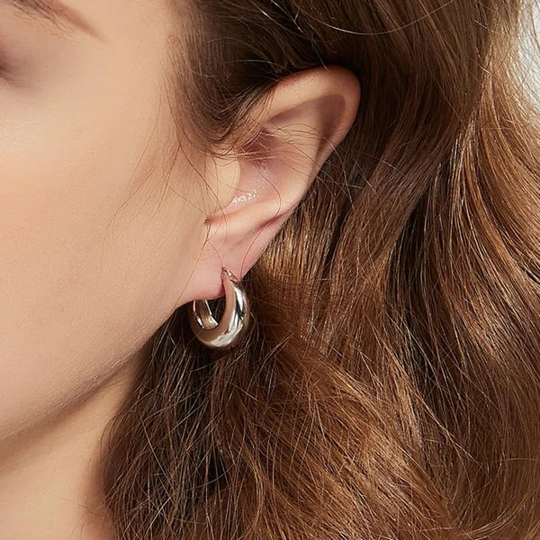 Chunky Gold Dome Hoop Earrings HNS Studio Canada